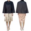 J242 Women Faux leather band collar double zip poncho cape coat 