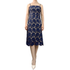 D405 Women flower embroidered lace bare shoulder midi party dress