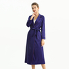 C096-1 Women Heavy satin long sleeves notched collar long wrap coat