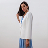 J188 Women Polyester crepe V-neck sleeveless tailored cape jacket