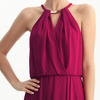 D197 Solid Heavy Georgette Halter Neck Maxi Evening Dress