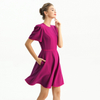 D094 Solid Short Puffy Sleeve Mini Day Dress