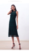 D098-4 Women Two-tone floral leaf eyelash lace sleeveless straight-cut party midi dress