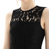 D098 Women Floral eyelash lace sleeveless straight-cut party midi dress