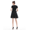 D073 Women Lace halter neck scallop trims ruffled detail tiered mini evening dress