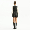 J217 Women faux leather panelled fitted biker vest 