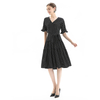 D081-2 Women Polka dot print short sleeves tiered midi day dress