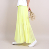 C088 Women Solid chiffon full circle sunburst pleated long casual skirt
