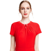 H628 Women Solid knit cap sleeves midi day dress 