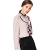 T044 Women Solid crinkle chiffon long sleeves career casual blouse