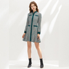C151 Women Yarn dye tweed long sleeves flounce hem career mini dress