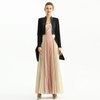 C134-1 Women Solid long sleeve fitted zipper-waisted mid length jacket 