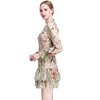 D005 Women All-over embroidered long bell sleeves mini party dress