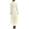 D035 Women solid shirt collar long sleeves stripes detailing flared maxi dress