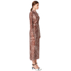 D022 Women Animal print long sleeves shirt collar midi day dress 