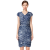 D019 Women Animal print V neck cap sleeves fitted mini day dress