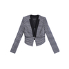 H312 Women Stripe knit long sleeve zipper-waisted cropped jacket 