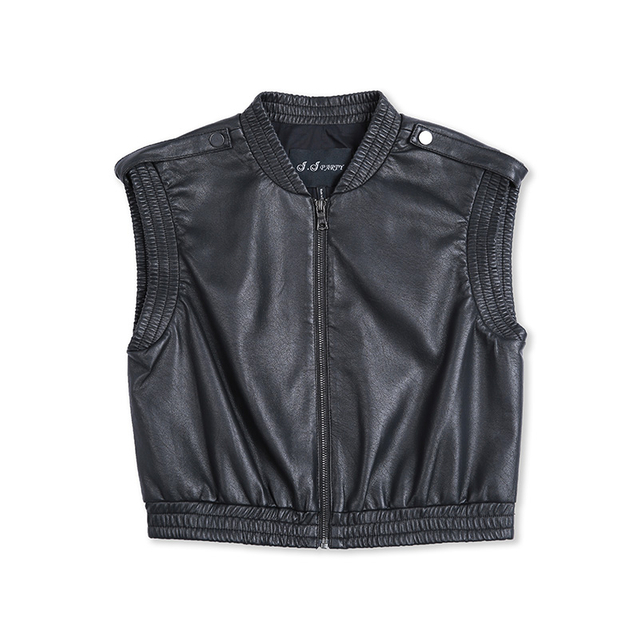 T247 Women faux leather cropped smart casual vest