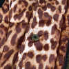 T244 Women Leopard print concealed zip hooded padded outer vest