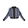 J579 Women Paisley print combo ribbed hem short bomber jacket