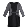 1G70 Women Heather knit faux suede color-block paneled smart casual short dress