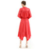 T060-7 Women Solid shirt collar long sleeves drawstring waist cropped blouse