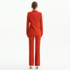 J155-6 Women Polyester crepe long sleeves notched lapel tailored-cut single-breasted blazer