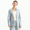 J180-1 Women Sequin embellished floral lace notched lapel tailored-cut evening blazer