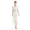 S065 Women Floral lace asymmetric long flare handkerchief skirt