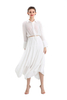 S068-10 Women Solid asymmetric panelled long flare handkerchief skirt
