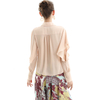 T067 Women Solid shirt collar ruffle cut-out long sleeves career blouse