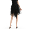 S077 Women Flocked tulle multi-layers asymmetric party short skirt
