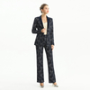 P147-2 Women Bonded sequin lace mid-rise straight leg evening long pants