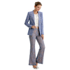P164 Women Floral lace mid-rise boot-cut tailored evening trousers