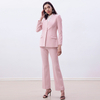 P147-8 Women Waffle pique mid-rise fitted straight leg tailored trousers