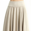 S145-1 Women Faux suede wide waistband full circle high low asymmetric flare skirt
