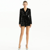 R154-3 Women Sequinned velvet long sleeves party romper
