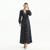 C165 Women Bonded sequinned lace long sleeves evening maxi robe dress