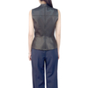 T241 Women faux leather stand collar peplum design sleeveless tops