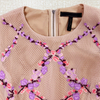8G45 Women Neoprene mesh floral embroidery sleeveless cropped top and A-line pleated skirt set