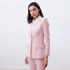 J249 Women Waffle texture V-neck tailored-cut single-breasted jacket