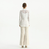 J214 Solid Floral Lace Double Breast Evening Blazer