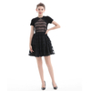 D073 Women Lace halter neck scallop trims ruffled detail tiered mini evening dress