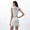 D097 Women Floral eyelash lace sleeveless fitted day and party mini dress