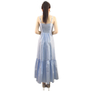 D296 Women Cotton strappy smocked back tiered ruffle flared midi dress 