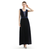 H08 Women Solid knit sleeveless embroidered and sequin embellished maxi evening dress