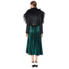 J110 Women faux leather with studs and detachable ostrich feather short quilted jacket