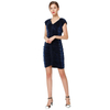 D029 Women Solid metallic knit V neck cap sleeves fitted mini party dress 
