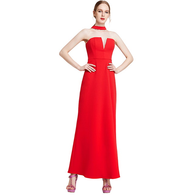 D016 Women Solid off shoulder bustier maxi evening dress