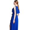 D015 Women Solid heavy georgette V neck maxi evening dress